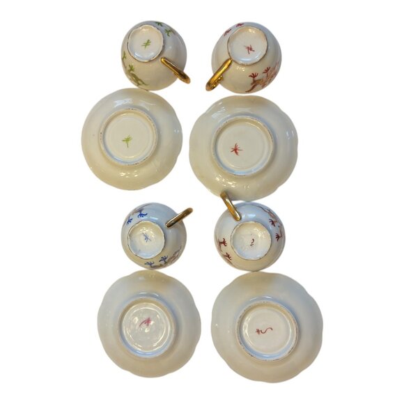 VNTG  Japanese Dragon Teacup Set 4Pc Gold Gilded Porcelain Collectible Decor - Picture 7 of 10